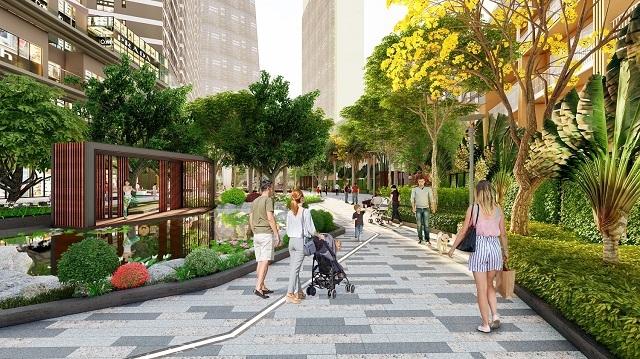 Một góc nội khu xanh mát tại The Matrix One.