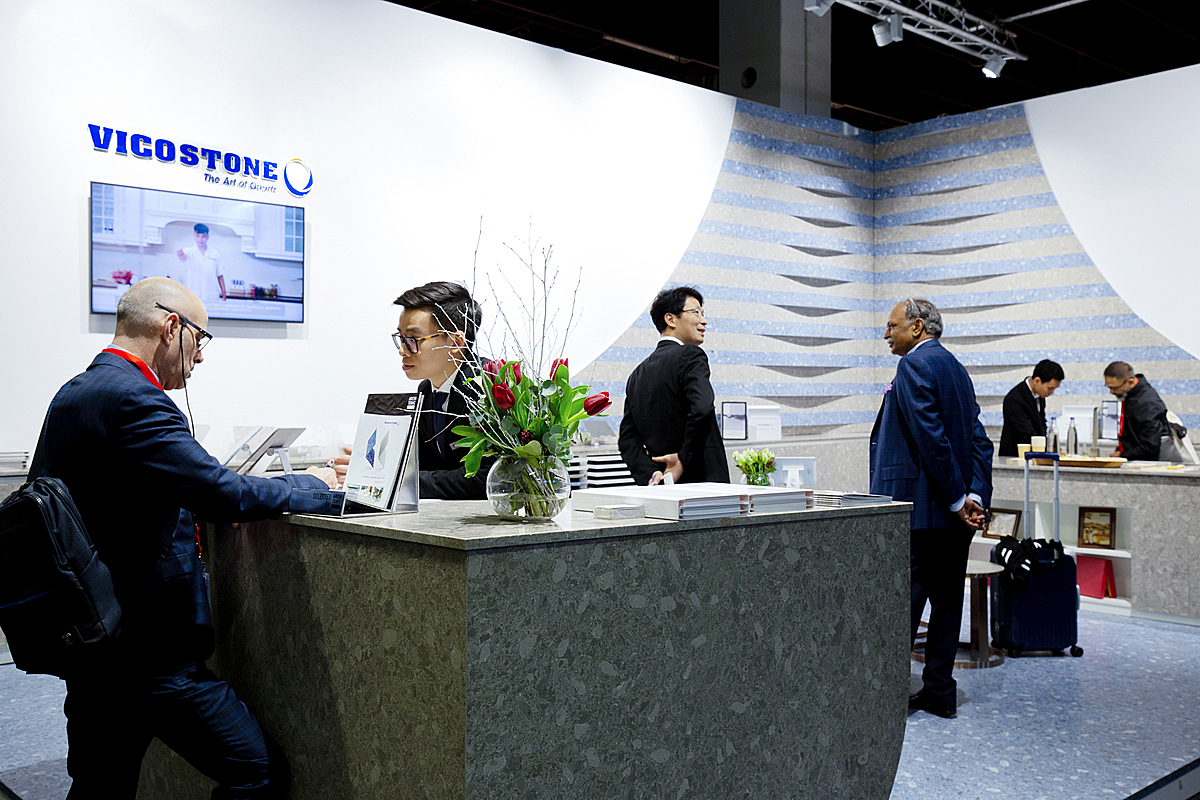 Gian hàng Vicostone tại triển lãm IMM Cologne (Đức) 2020.