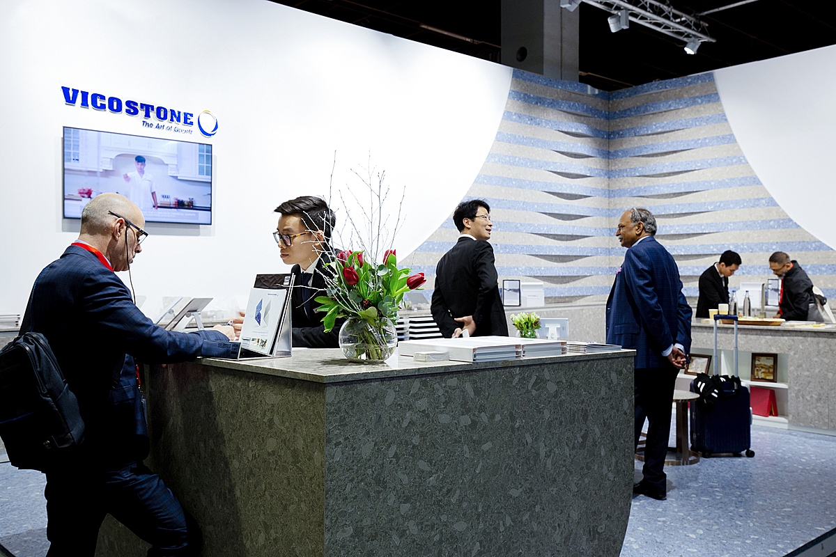 Gian hàng Vicostone tại triển lãm IMM Cologne (Đức) 2020.