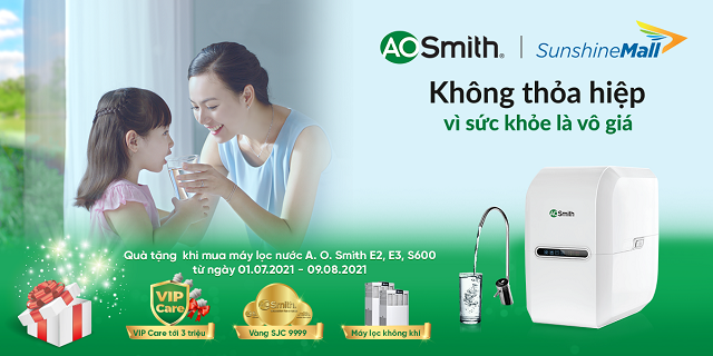 Để chào mừng sự hợp tác giữa Sunshine Mall và A.O.Smith, các chương trình ưu đãi cực sốc được gửi đến khách hàng.