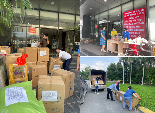Hội đồng hương Bắc Giang tại Hà Nội đang vận chuyển hàng hỗ trợ và tiêu thụ vải thiều.