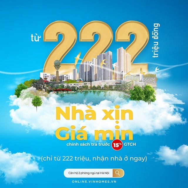 Vinhomes tung chính sách bán hàng có 1-0-2 dành cho khách hàng giao dịch qua Vinhomes Online.
