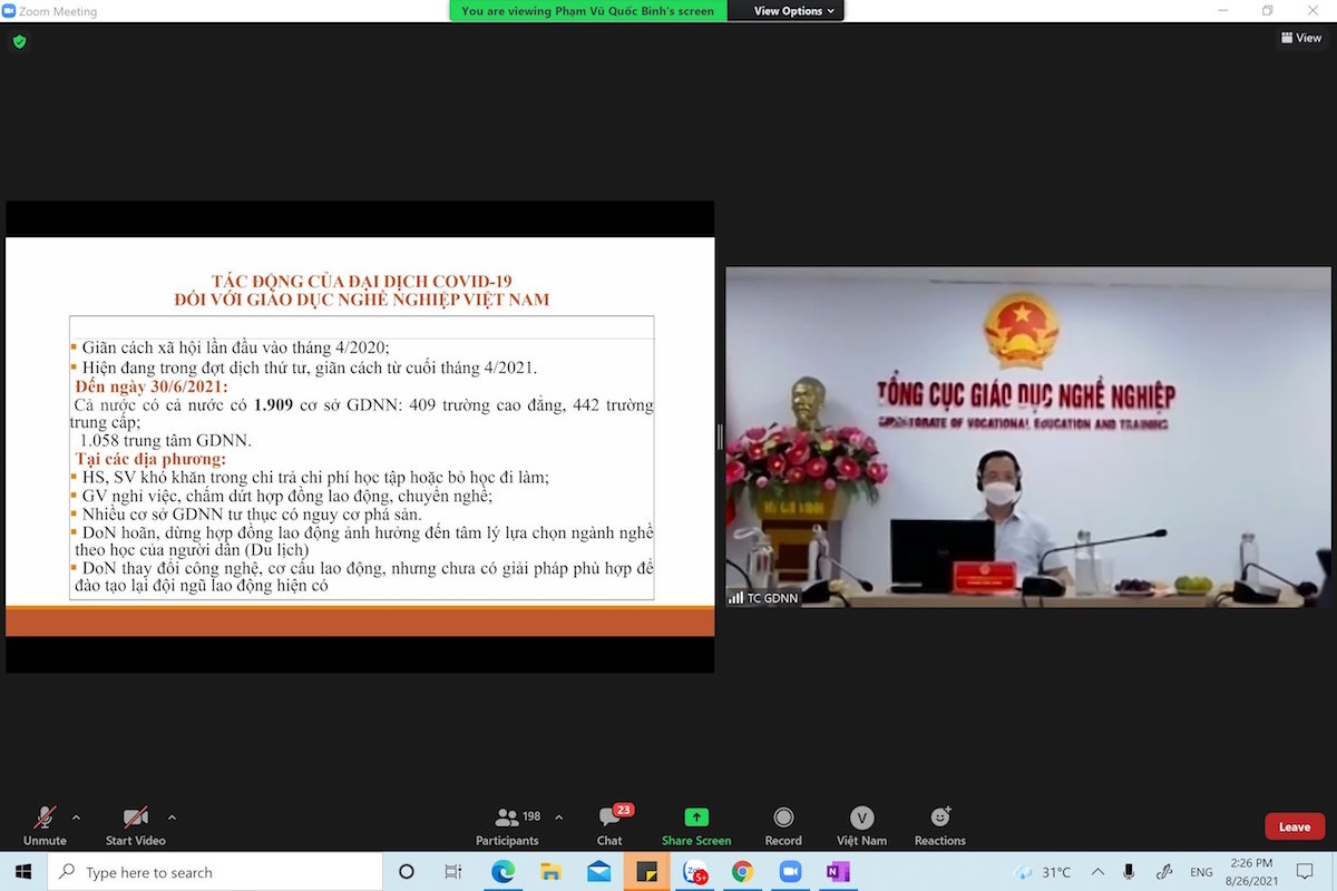 Hội thảo Đối tác phát triển lĩnh vực GDNN 2021 diễn ra chiều 26/8.