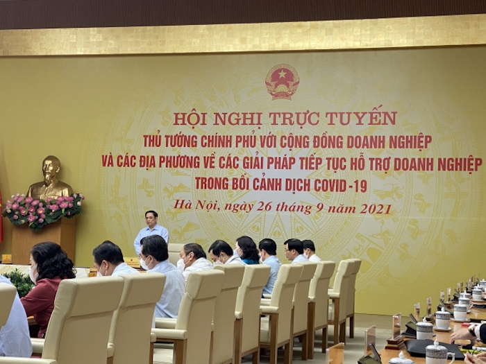 Hội nghị trực tuyến Thủ tướng với doanh nghiệp năm 2021.