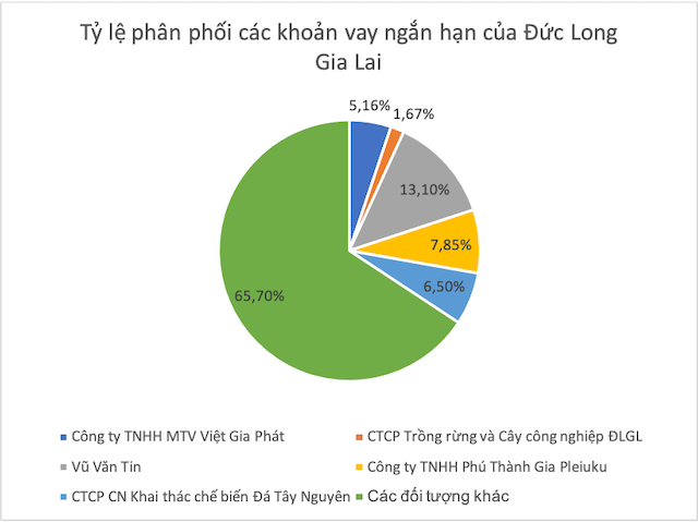 Các khoản vay của Đức Long Gia Lai được phân phối chủ yếu ở các đối tượng khác.