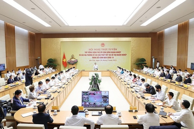 Hội nghị trực tuyến Thủ tướng với cộng đồng doanh nghiệp và các địa phương về các giải pháp tiếp tục hỗ trợ doanh nghiệp trong bối cảnh dịch Covid-19