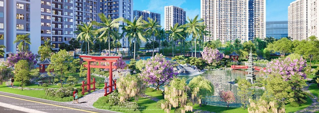 The Origami sở hữu bộ đôi vườn Nhật Bản phủ trùm không gian của 2 phân khu là The Origami Zen (10), The Origami Park (S6)