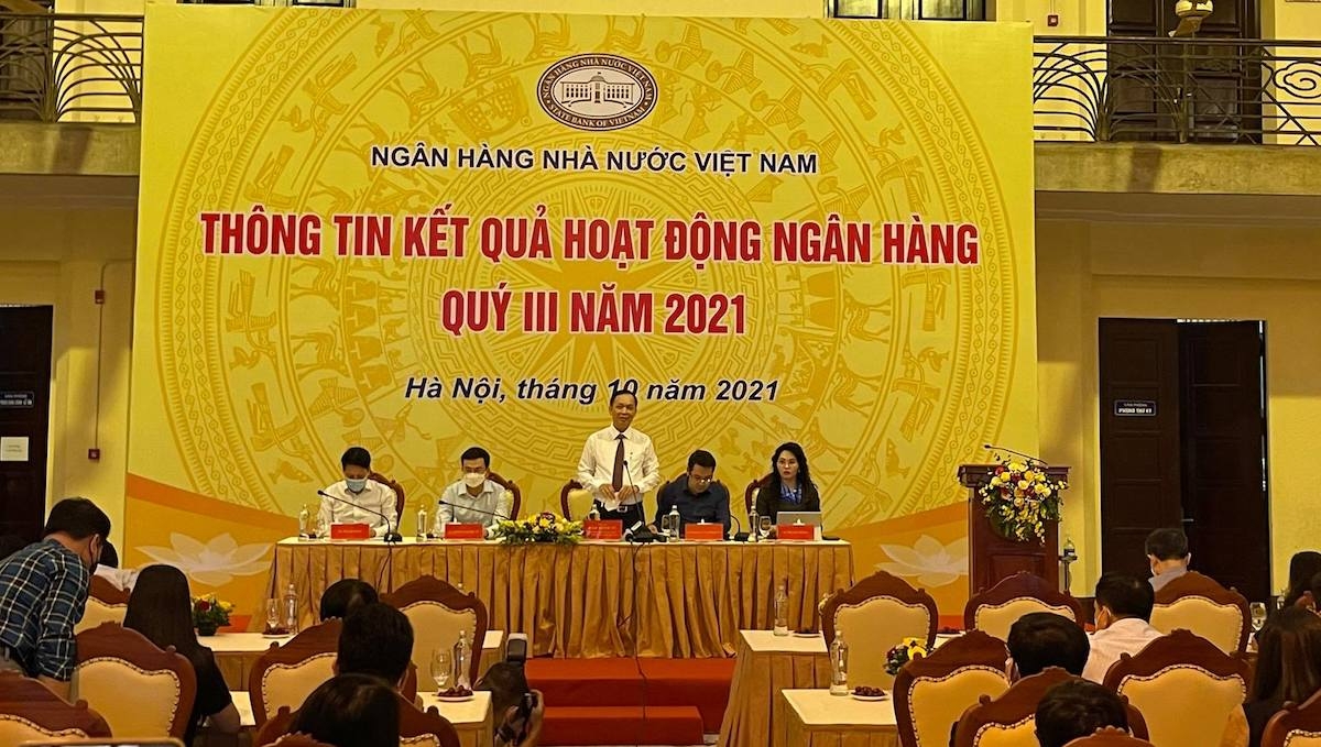 Toàn cảnh họp báo thông tin về kết quả hoạt động ngân hàng quý III năm 2021.