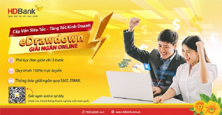 HDBank triển khai ứng dụng “eDrawdown giải ngân online, tiền về ngay tài khoản”