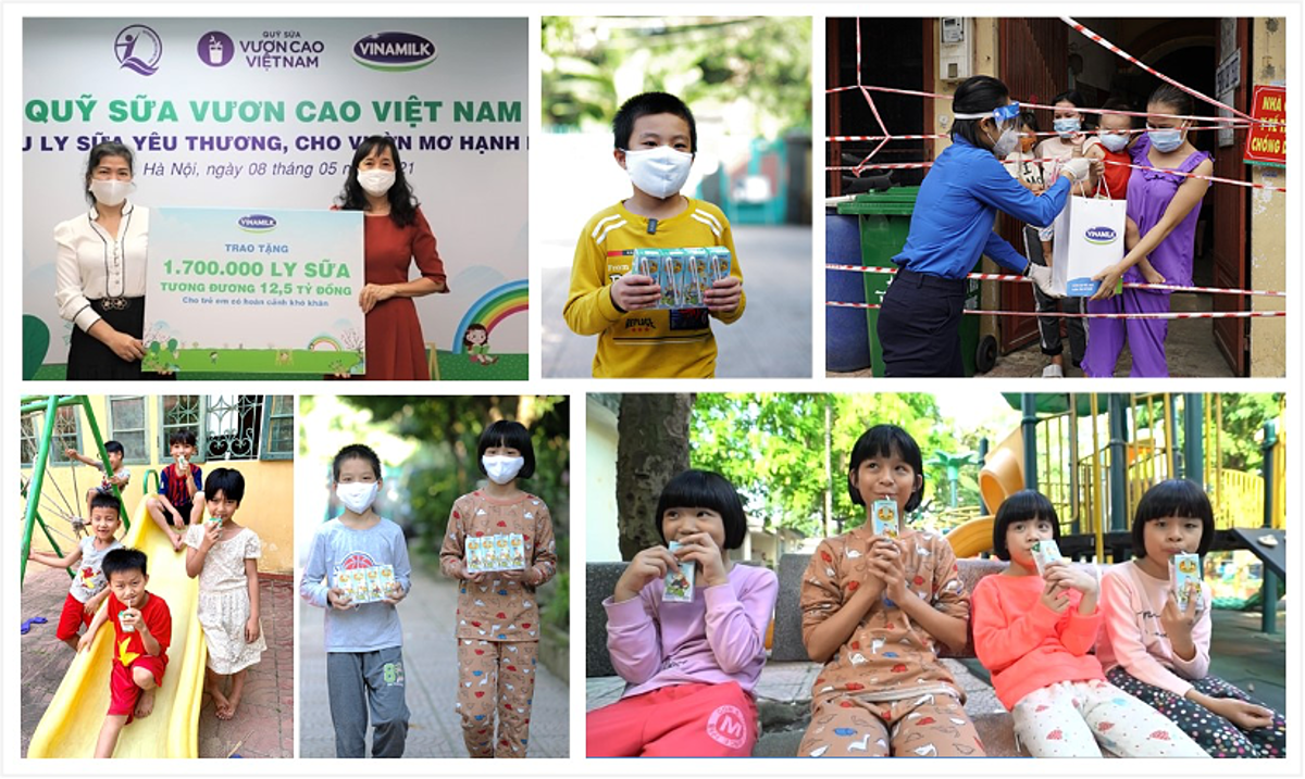 Hàng chục ngàn trẻ em trên cả nước đã được hỗ trợ, chăm sóc qua các chương trình cộng đồng do Vinamilk tích cực triển khai trong 2 năm diễn ra đại dịch