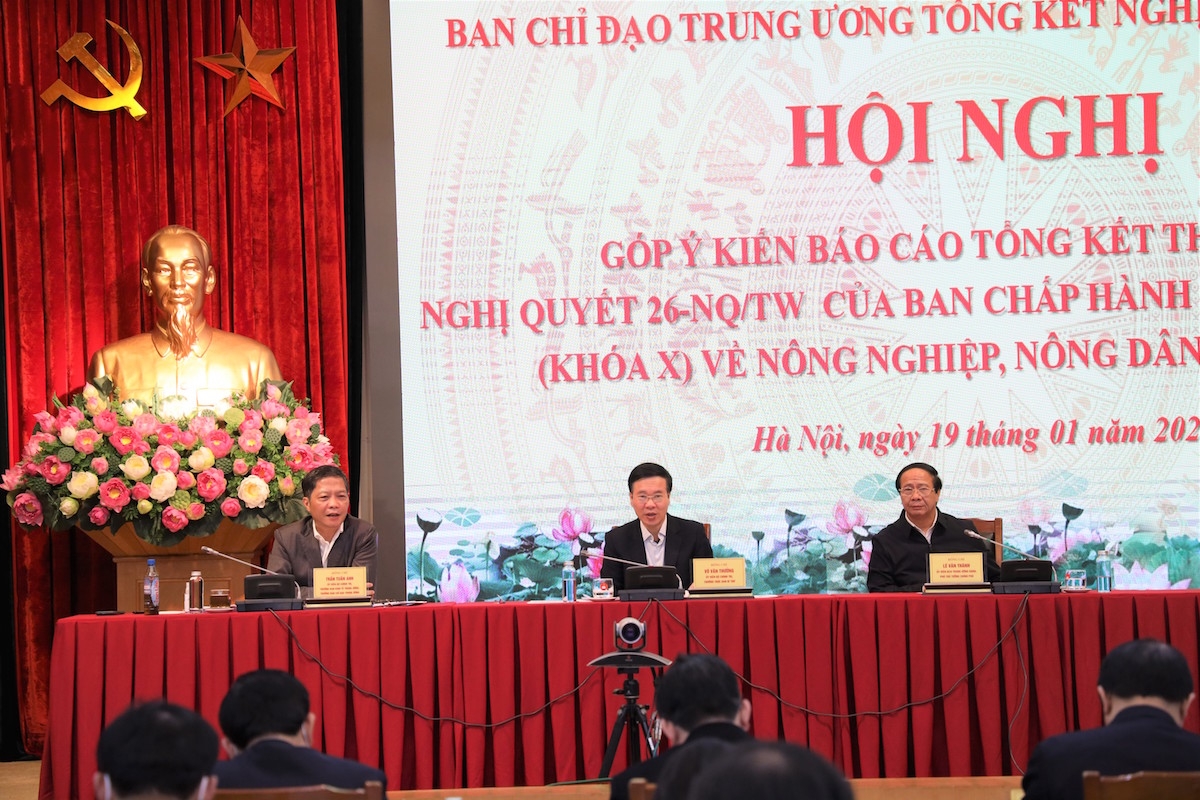 Hội nghị toàn quốc Góp ý kiến Báo cáo tổng kết thực hiện Nghị quyết 26-NQ/TW của Ban Chấp hành Trung ương Đảng khóa X về nông nghiệp, nông dân, nông thôn.