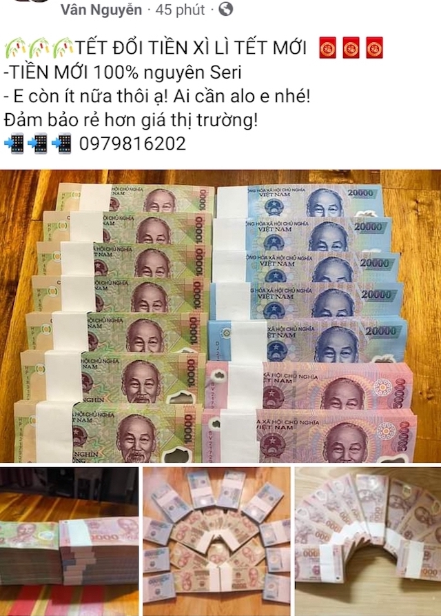 Cận Tết, dịch vụ đổi tiền lẻ, mới càng hoạt động rầm rộ.