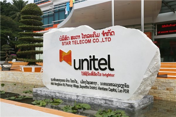 Trụ sở Unitel tại Lào, một dự án đầu tư của doanh nghiệp Việt Nam ở nước ngoài. Ảnh Int