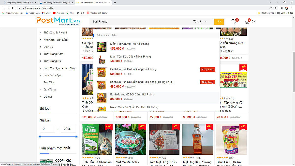 Một số sản phẩm của HTX, DN tại Hải Phòng sau khi lên sàn Post Mart đã trong tình trạng cháy hàng.