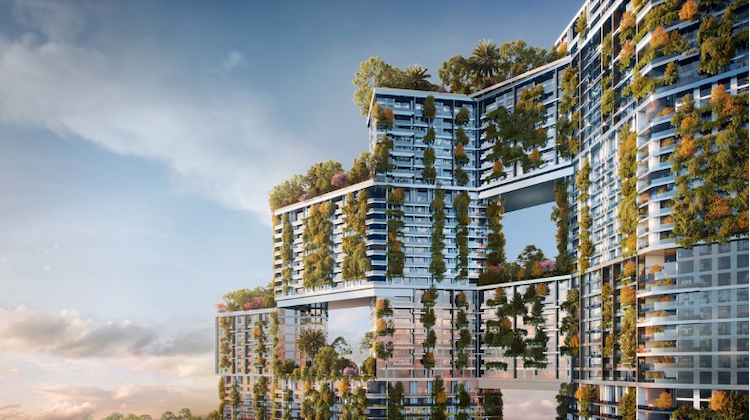 Tại Sky Forest, 3 toà tháp được phủ xanh bởi 8 công viên lớn với tổng quy mô gần 10.000 m2, cùng 1.000 khu vườn đầy hoa phủ rợp toàn bộ công trình từ đỉnh xuống đế
