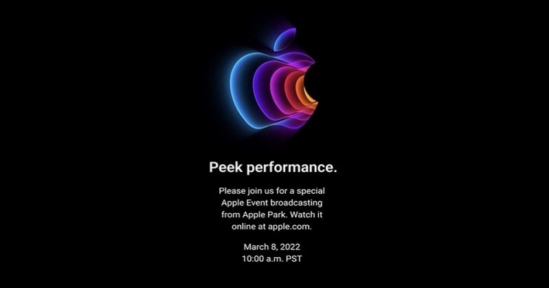 Thư mời sự kiện Peek performance của Apple