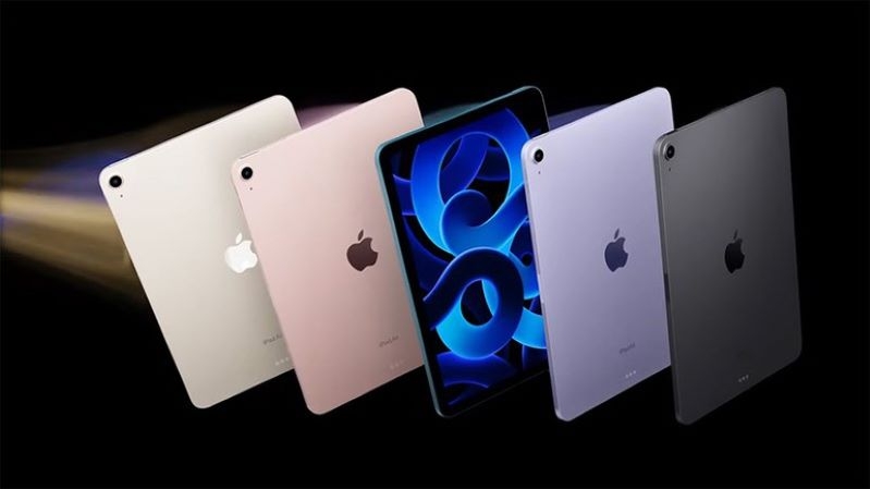 iPad Air 5 sẽ có đến 5 phiên bản màu là Bạc, Xám, Hồng, Tím và Xanh dương. Nguồn: Apple