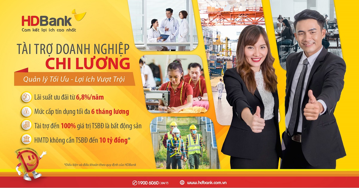 HDBank triển khai gói tài trợ 1.000 tỷ đồng chi lương cho doanh nghiệp.