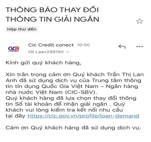 Đây là một trong những hình thức đối tượng lợi dụng danh nghĩa CIC lừa đảo khách hàng.