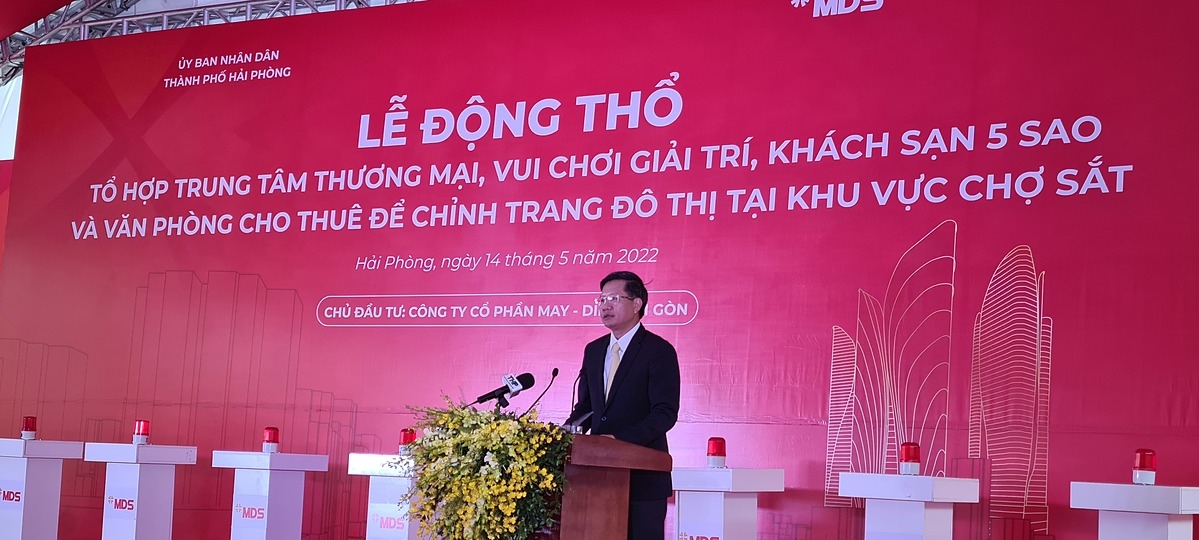 Ông Lê Anh Quân , Phó Chủ tịch UBND thành phố Hải Phòng phát biểu chỉ đạo những yêu cầu về dự án.