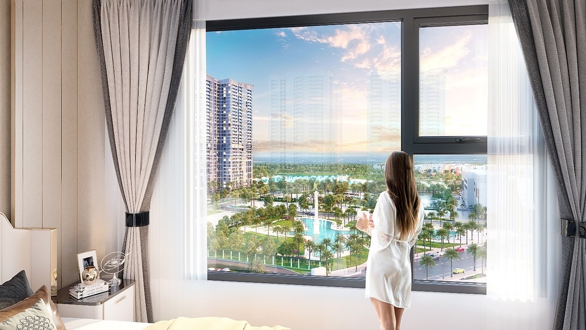 Ngắm trọn vẹn toàn cảnh quảng trường từ góc nhìn ban công căn hộ tòa BS7.