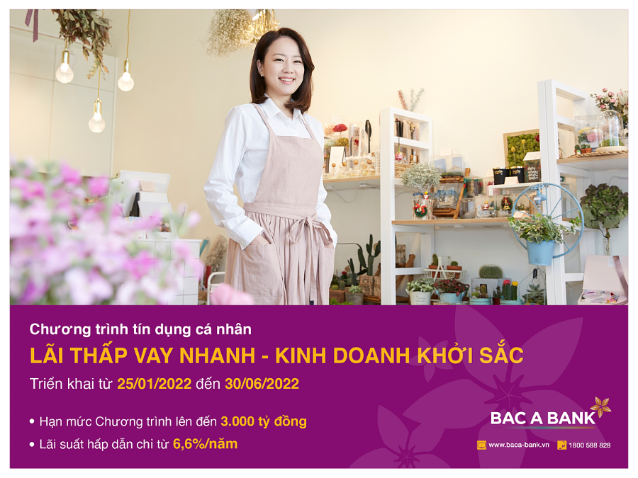 Ngân hàng TMCP Bắc Á triển khai chương trình “Lãi thấp vay nhanh - Kinh doanh khởi sắc”.