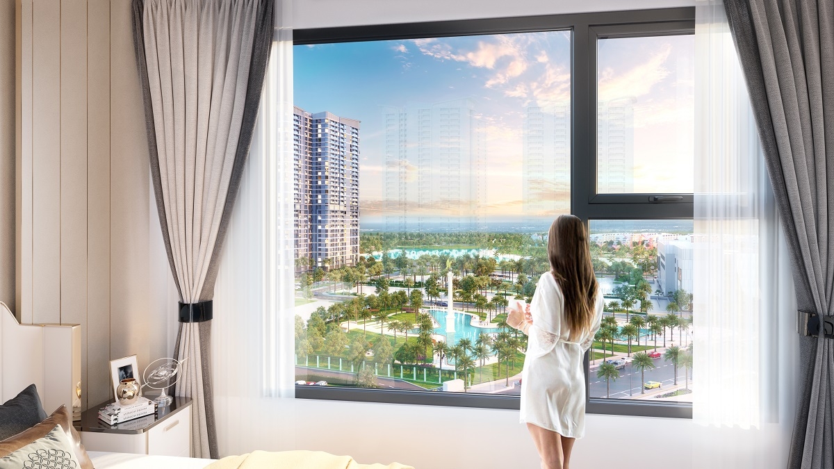 Tầm view đắt giá từ phòng ngủ căn hộ tòa BS7.