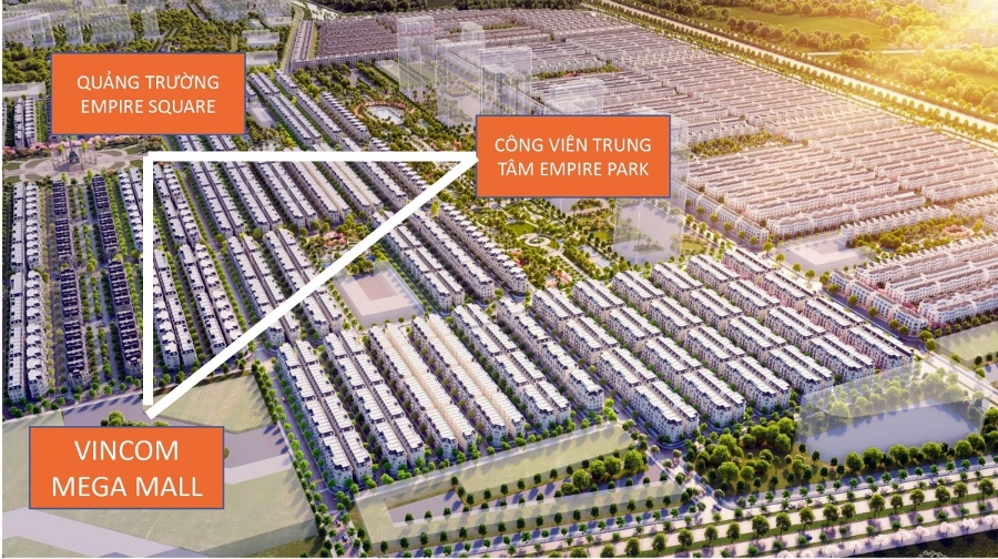Kinh đô ánh sáng, Công viên Empire Park và Trung tâm Thương mại Vincom Mega Mall sẽ đảm bảo cho các hoạt động giao thương sôi động tại phân khu Sao Biển.
