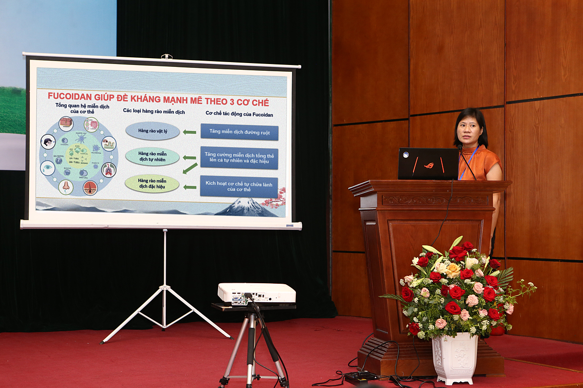 TS.BS Vũ Thị Thanh - Trưởng phòng dinh dưỡng điều trị - Trung tâm dinh dưỡng lâm sàng - BV Bạch Mai chia sẻ về lợi ích của Fucoidan từ tảo nâu, giúp cải thiện sức khỏe.