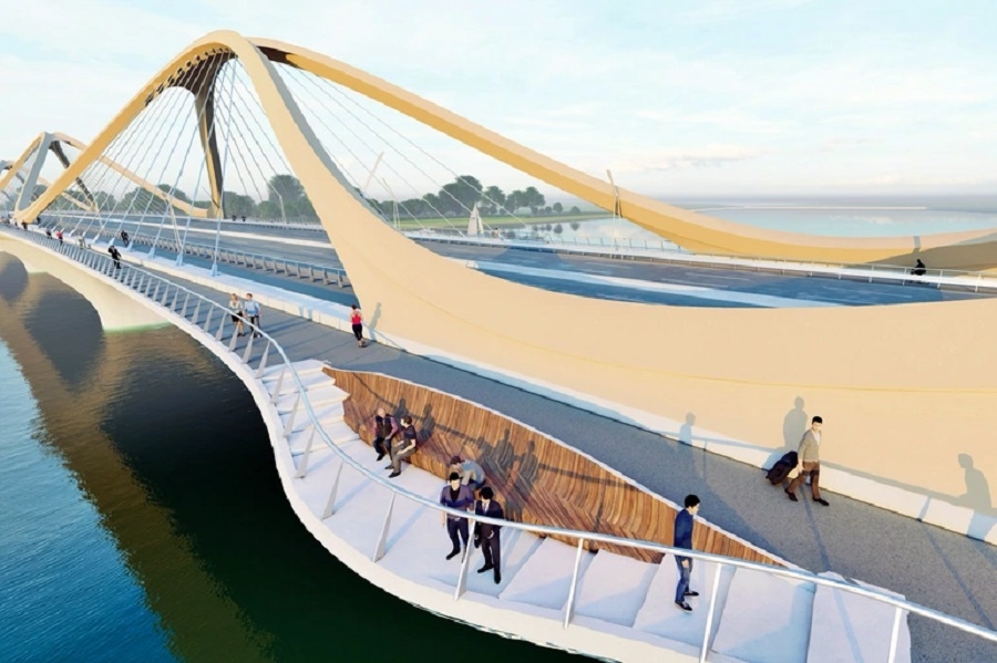 Hai bên cầu được bố trí lối dẫn phù hợp, có thể phát triển về du lịch.