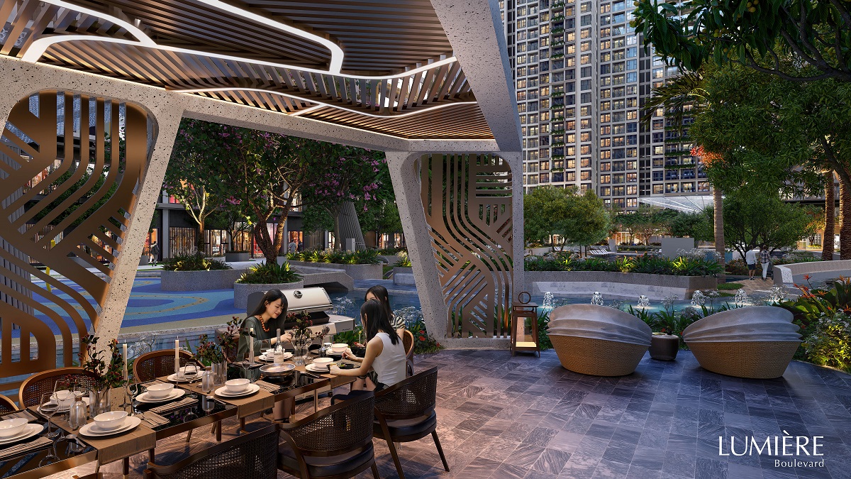 Khu BBQ tại nội khu LUMIÈRE Boulevard (trong lòng đại đô thị Vinhomes Grand Park).