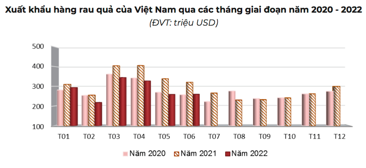 Xuất khẩu rau quả giảm mạnh trong nửa đầu năm 2022.