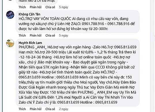 Các đối tượng trong ổ, nhóm tín dụng đen, tìm mọi cách để tiếp cận người dân, một trong những cách chúng sử dụng là mạng xã hội.