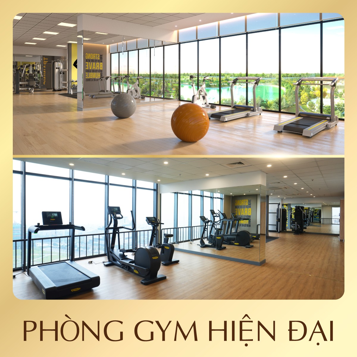 Phòng gym tại tầng 23 đã được trang bị đầy đủ máy tập.