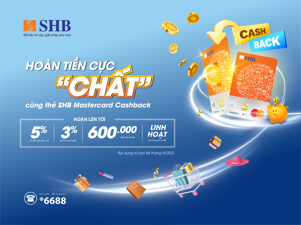 Hoàn tiền cực chất cùng thẻ SHB Mastercard Cashback.