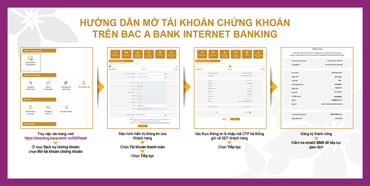 Hướng dẫn mở tài khoản chứng khoán trên BAC A BANK Internet Banking.