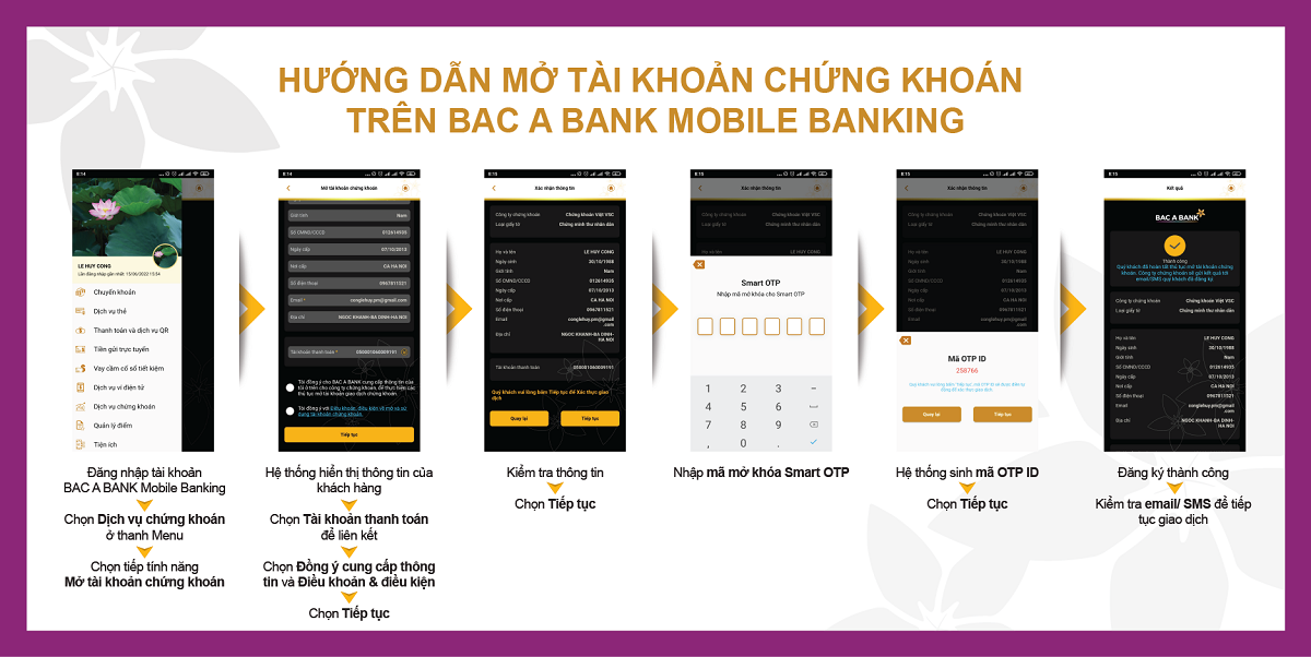 Hướng dẫn mở tài khoản chứng khoán trên BAC A BANK Mobile Banking.