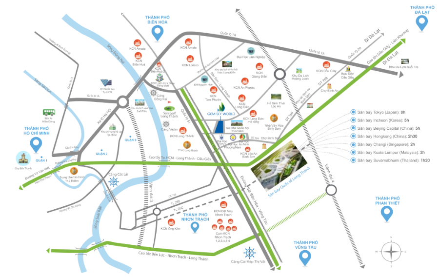 Gem Sky World sở hữu vị trí đắc địa và hệ thống giao thông liền mạch.