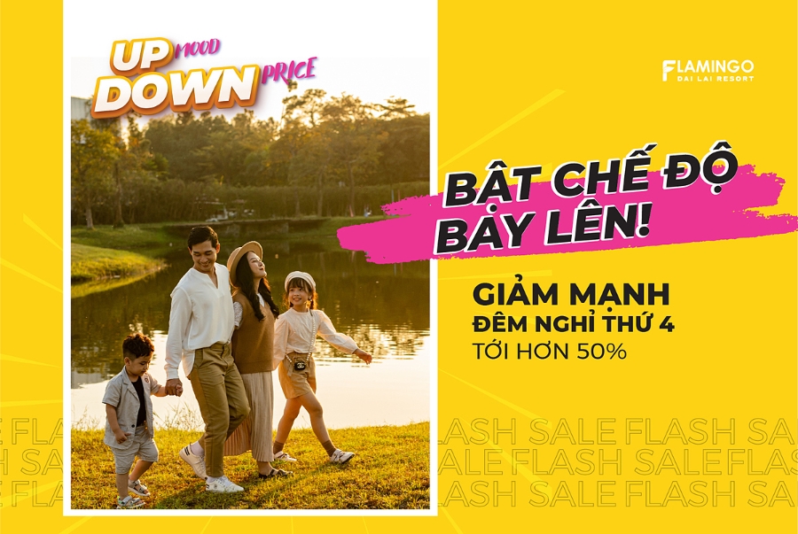 Gói sản phẩm Up mood – Down price với ưu đãi hơn 50% giá phòng.
