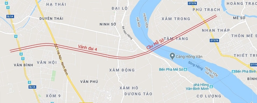 Vị trí cầu Mễ Sở cách trạm bơm Hồng Vân khoảng 600m.