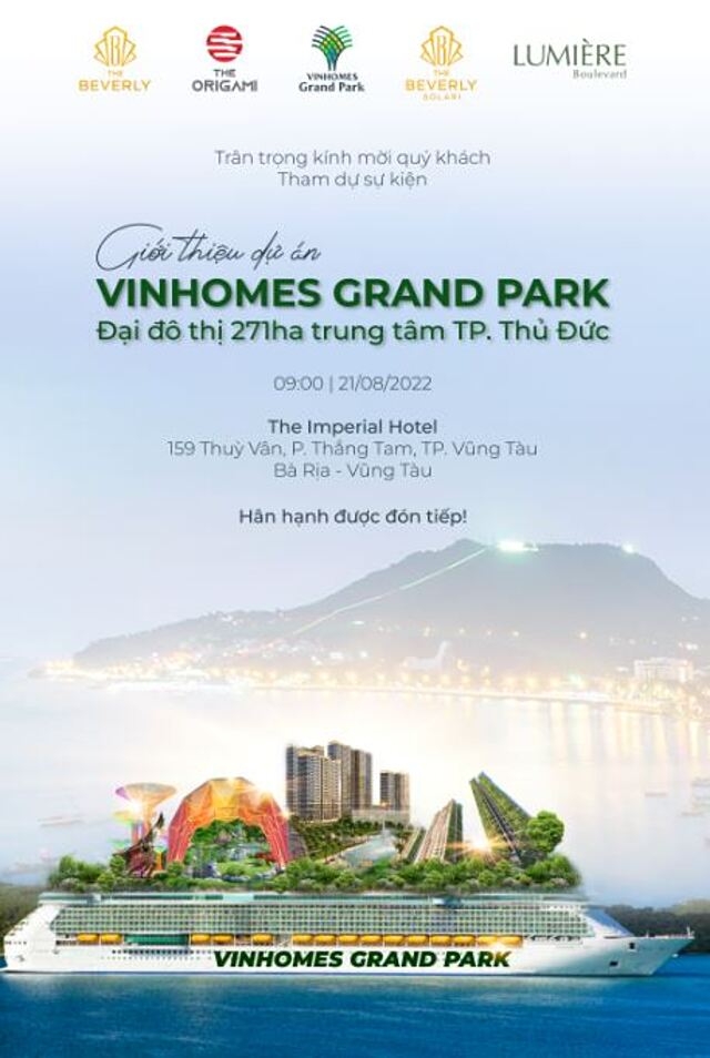 Đưa Vinhomes Grand Park đến Vũng Tàu, Vinhomes dự kiến “tạo sóng” mới tại thị trường Đông Nam Bộ.