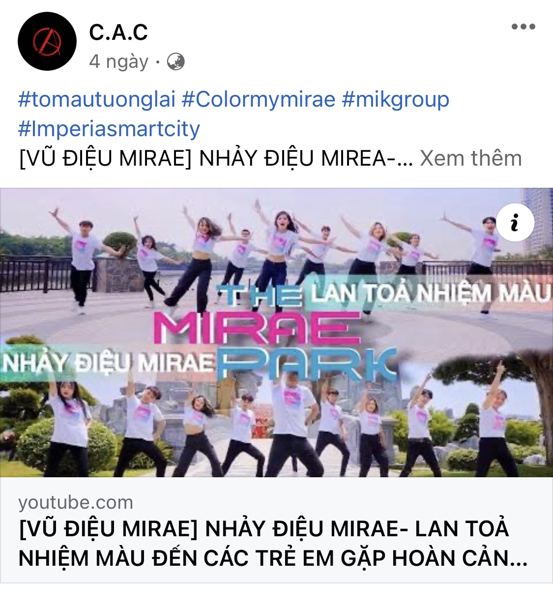 Vũ đạo của C.A.C đã trở thành niềm cảm hứng, được đông đảo người xem học tập khi quay clip nhảy Mirae.