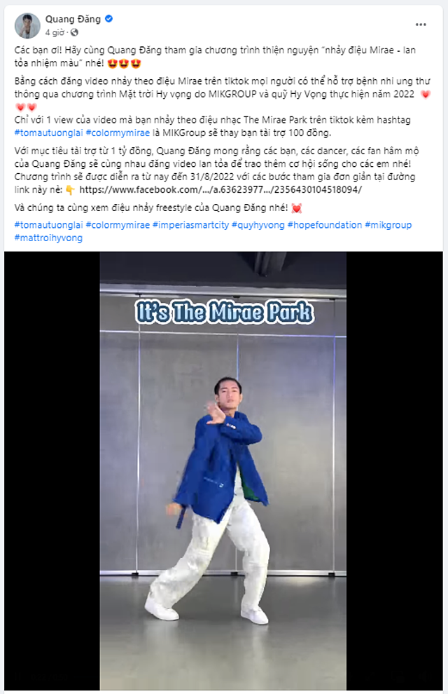 Chương trình còn thu hút sự tham gia của vũ công, diễn viên điện ảnh Quang Đăng.