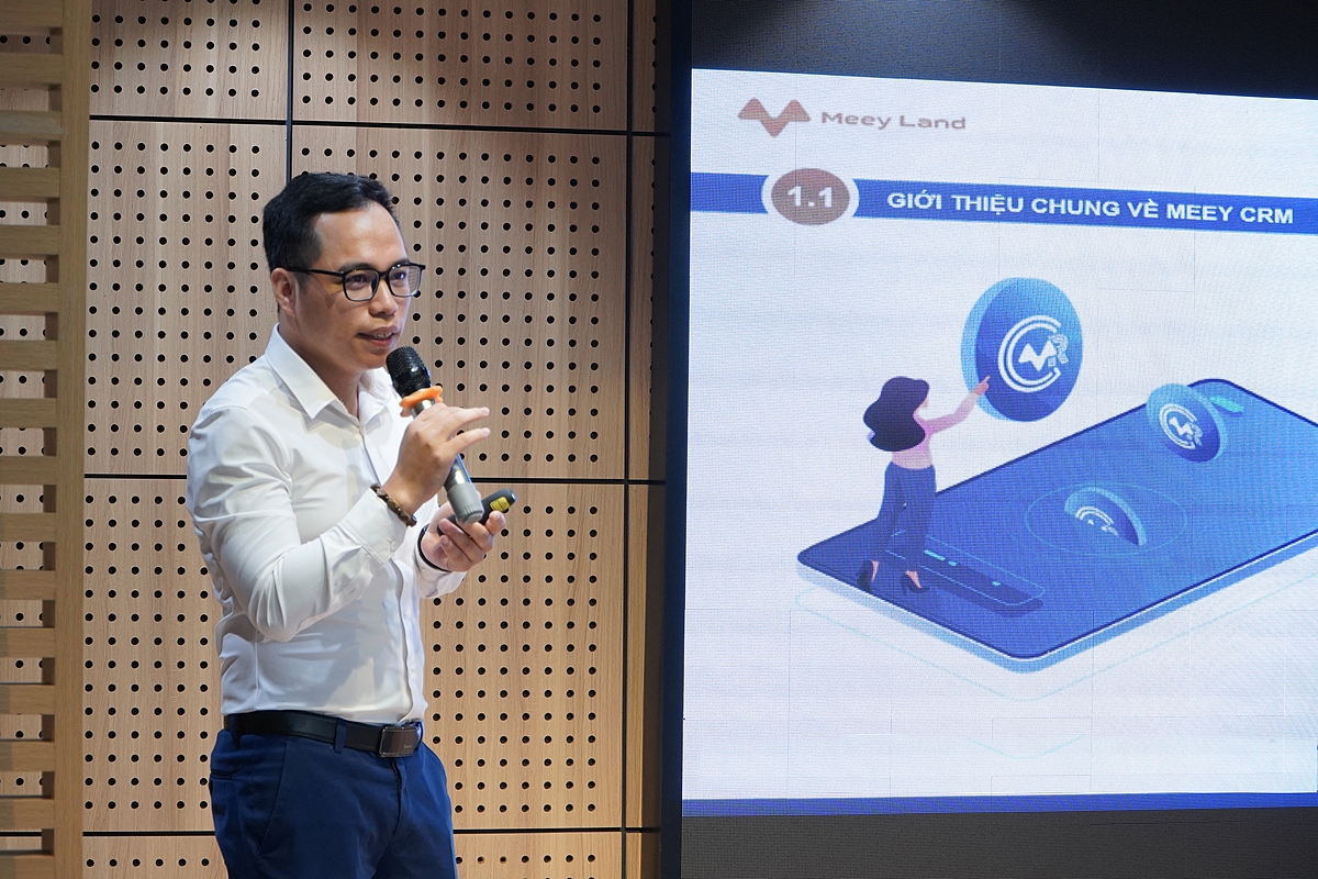Ông Mai Văn Tuyển - Công ty Cổ phần Tập đoàn Meey Land chia sẻ về hoạt động nghiên cứu và phát triển sản phẩm Meey CRM của doanh nghiệp.