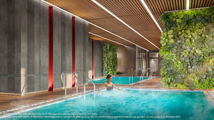 Bể thuỷ trị liệu ngay tầng 2 tòa căn hộ TK2 - Maison Détox.