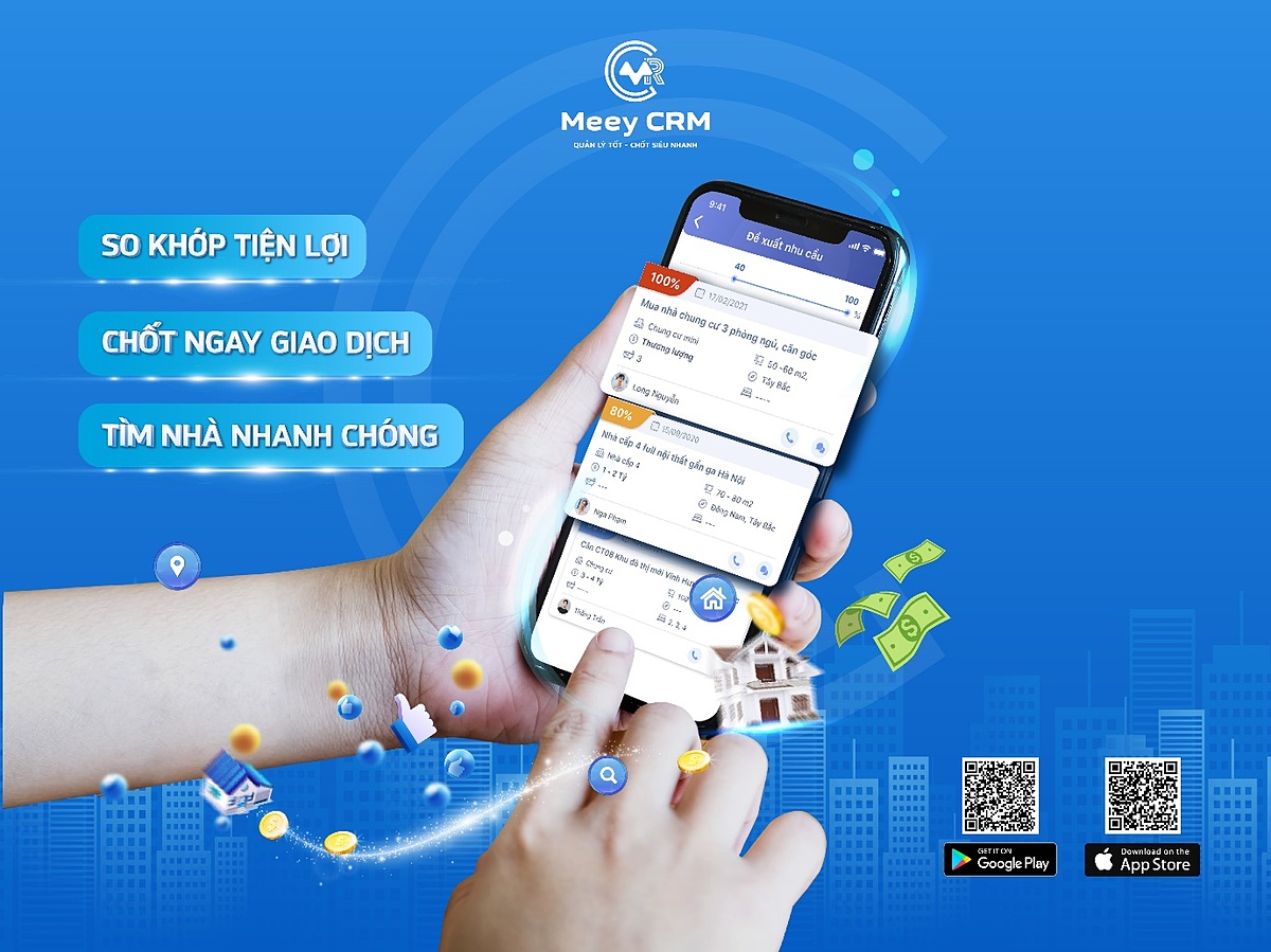 Tính năng tự động tìm kiếm, so khớp nhu cầu của khách hàng với quỹ hàng đang có giúp nhà môi giới nắm bắt cơ hội bán hàng nhanh chóng.