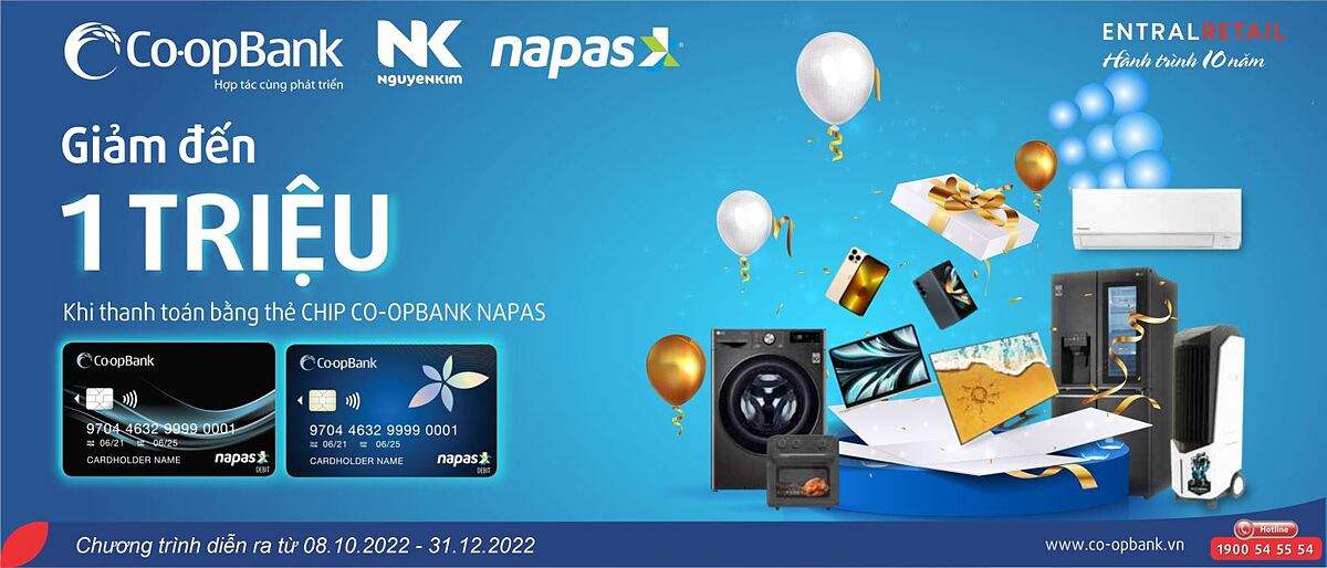 Nhiều ưu đãi hấp dẫn dành cho chủ thẻ chip Co-opBank Napas.