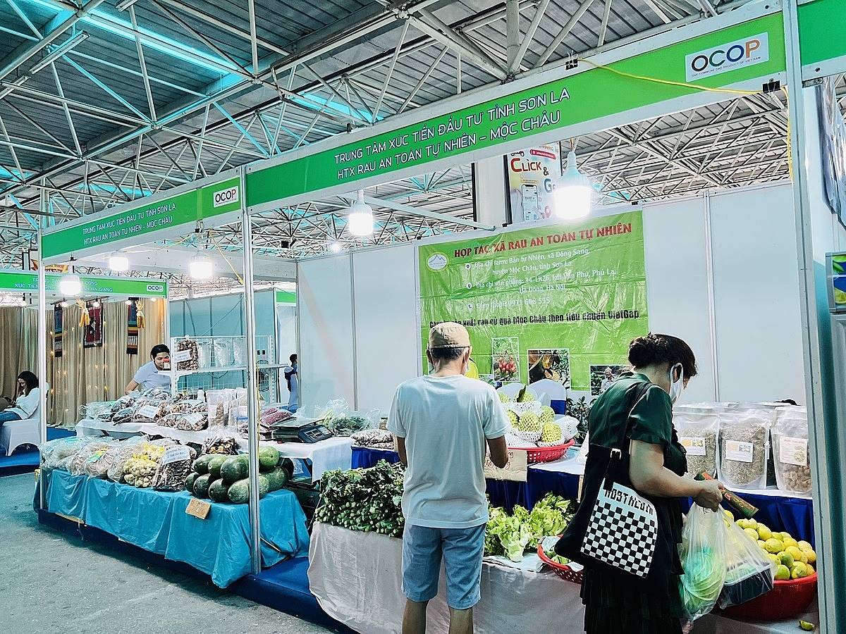 Hợp tác xã Rau an toàn tự nhiên tham gia gian hàng OCOP tỉnh Sơn La.