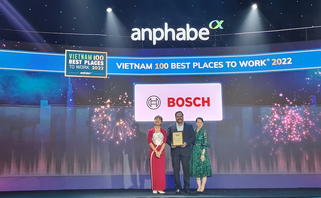 Bosch được vinh danh trong Top 100 Nơi làm việc tốt nhất tại Việt Nam năm 2022 do Anphabe thực hiện.