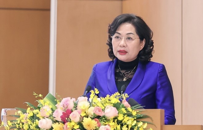 Thống đốc NHNN Nguyễn Thị Hồng phát biểu tại Hội nghị tổng kết công tác năm 2022 và triển khai kết luận của Trung ương, Nghị quyết của Quốc hội khóa XV về Kế hoạch phát triển kinh tế - xã hội năm 2023.